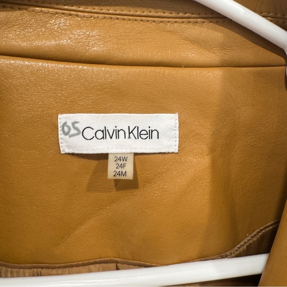 Calvin Klein Double-Breasted Faux Leather Blazer Womens 24W Business Casual - Picture 4 of 11